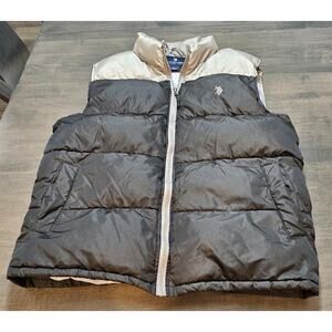 U.S. Polo ASSN Men's Size L Grey/Black Lightweight Puffer Quilted Vest